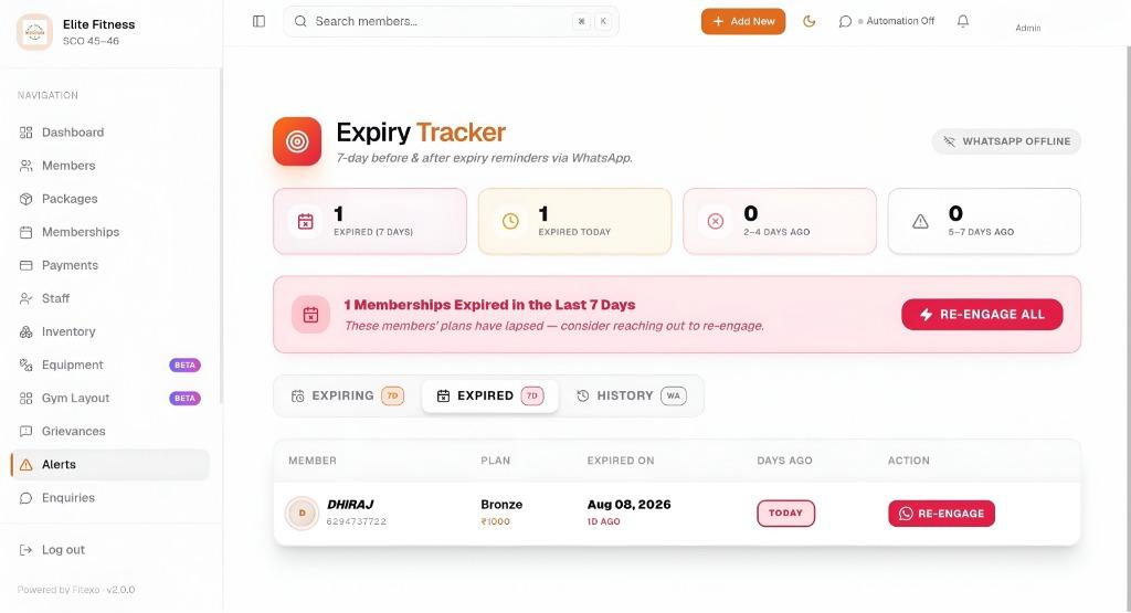 Expiry & Renewals Screen Preview
