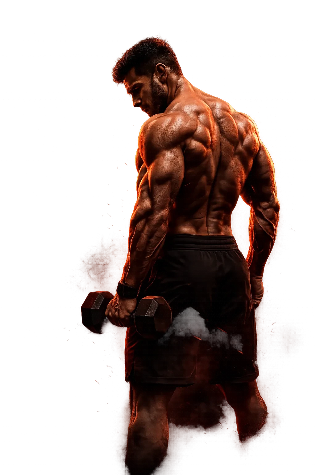 Athlete with dumbbells